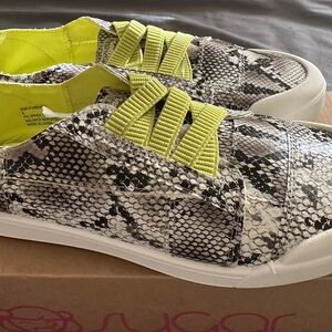 Sugar Snakeskin Sneakers with Green/Yellow Highlights